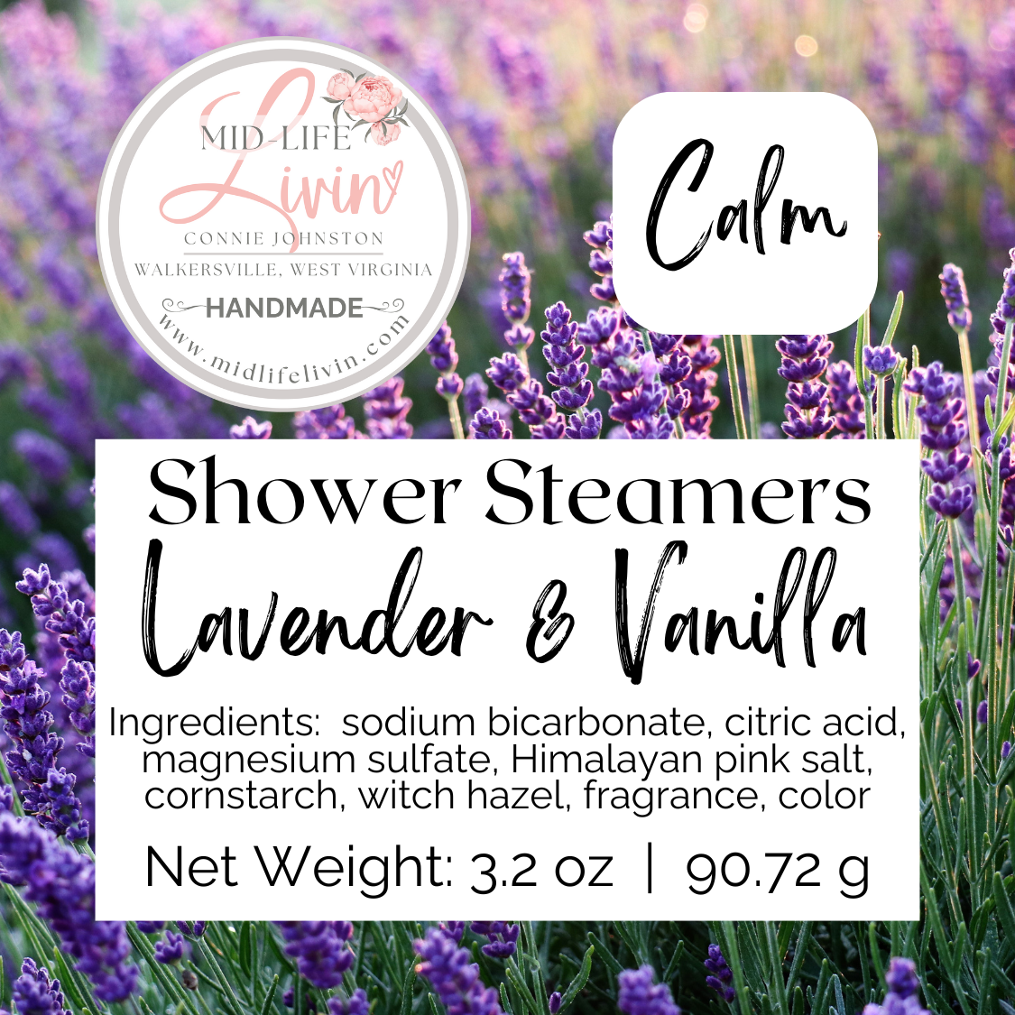 Calm Lavender & Vanilla Shower Steamers